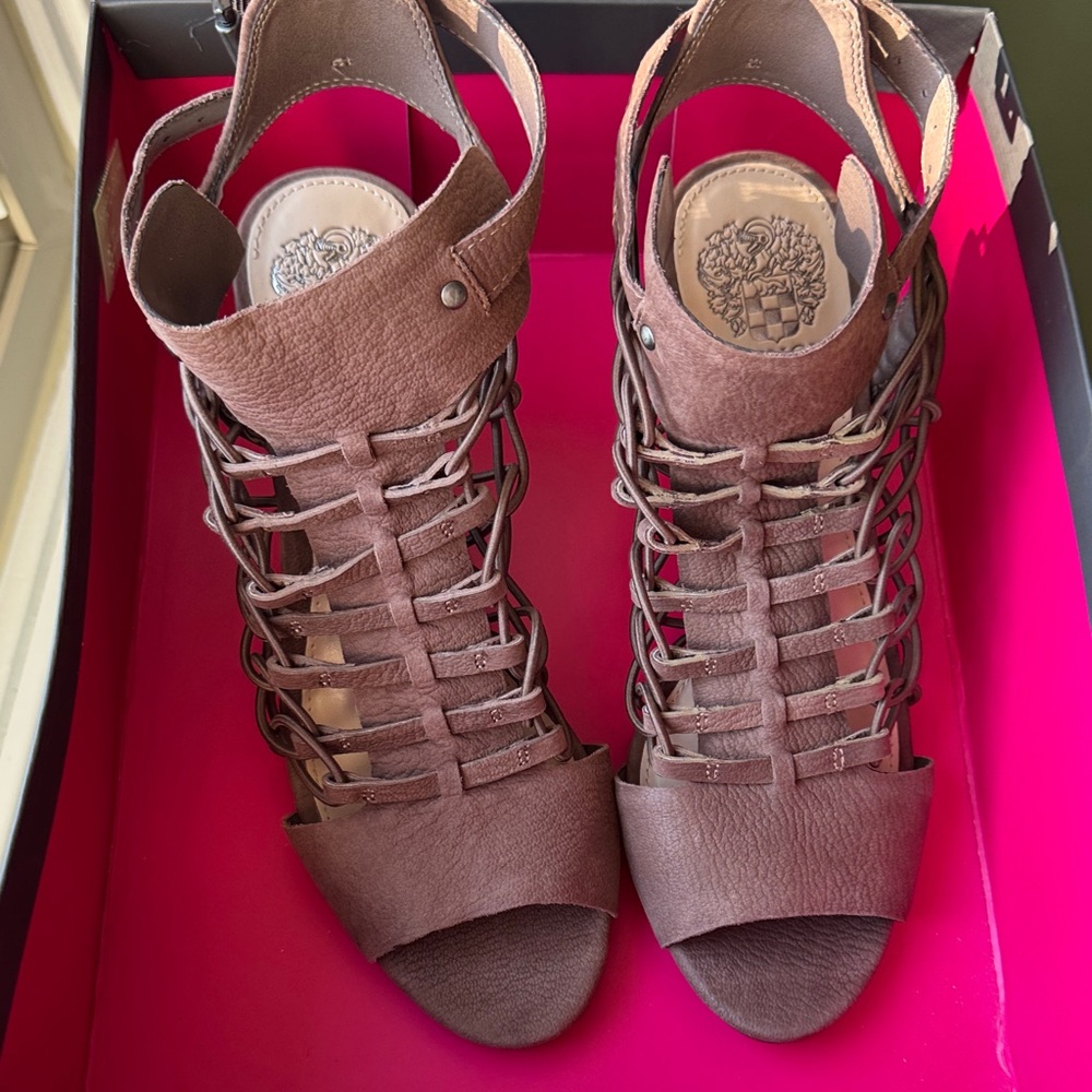 Vince Camuto Brown Lace-Up Heels